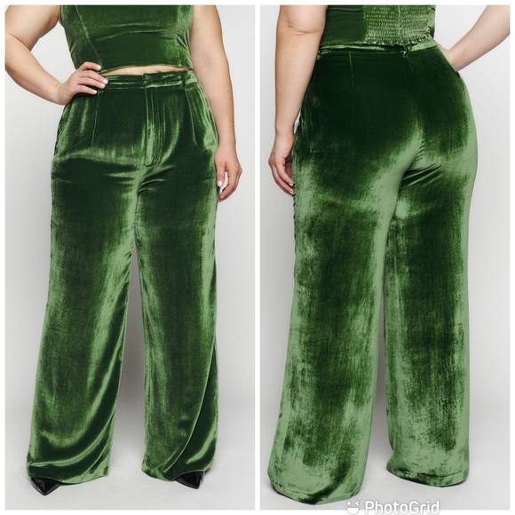 Reformation Wes Velvet Pant Es in Palm Green New with Tags! - Picture 1 of 7